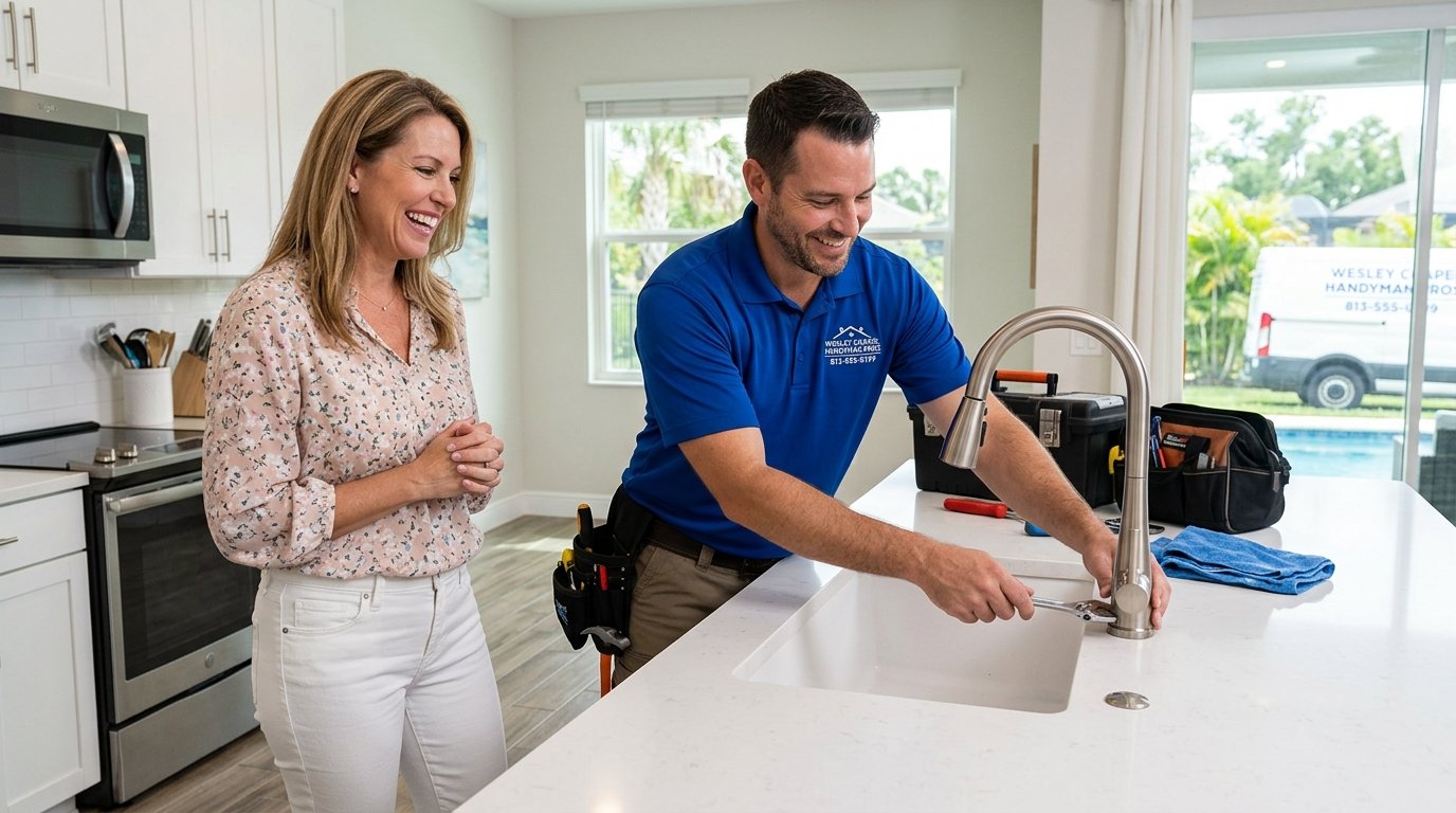 Handyman finishing a home repair visit