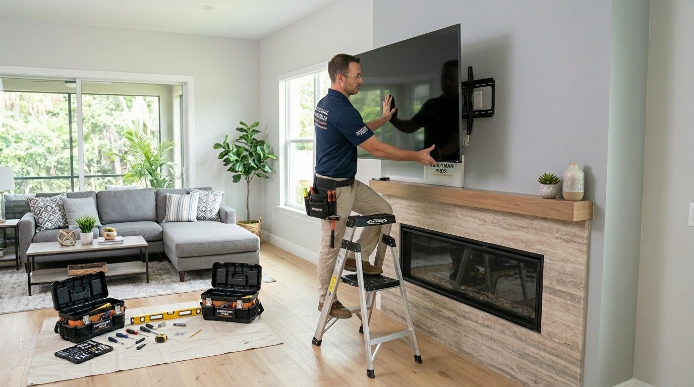 Tv wall mounting work in a Wesley Chapel home